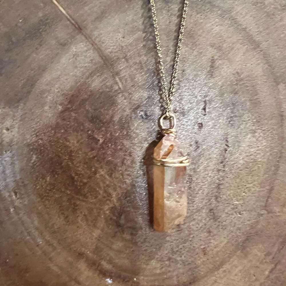Crystal quartz Necklace- waterproof- hypoallergenic- Nickel and Lead free